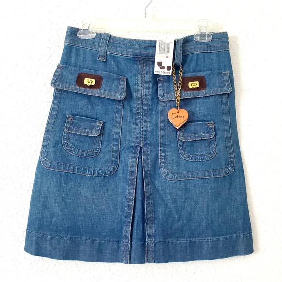 Dittos A-line Retro 70s Style Denim Skirt 28 Festival Boho Hippie Made in USA - Picture 1 of 16
